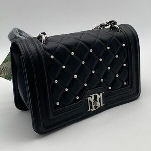 NWT Badgley Mishka Pearl Black Studded Shoulder Bag & Crossbody